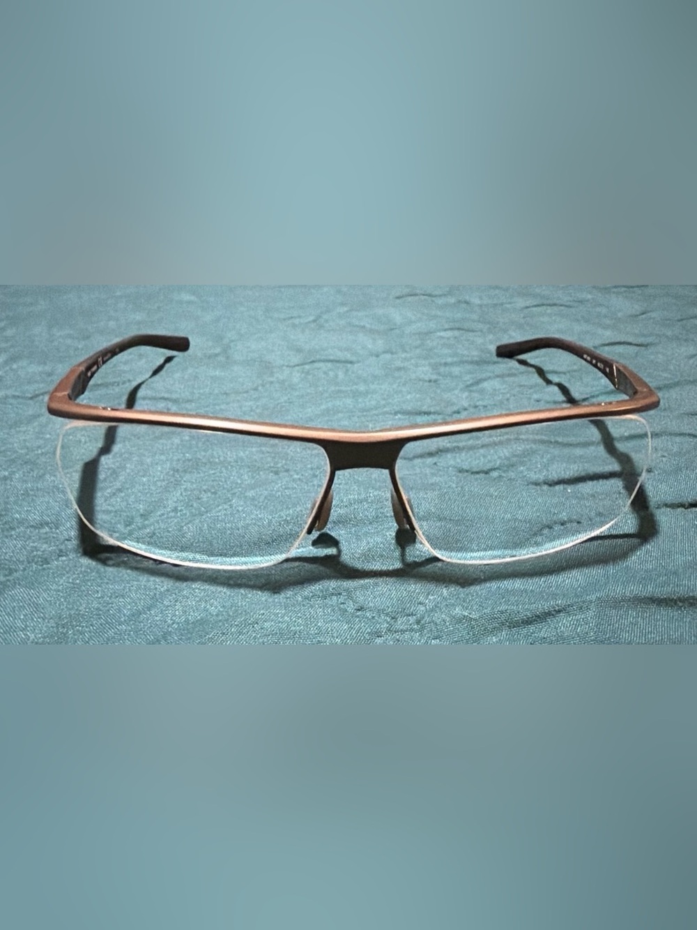 Nike Men's Titanium Rectangle Glasses Frame in Titanium Gray Color